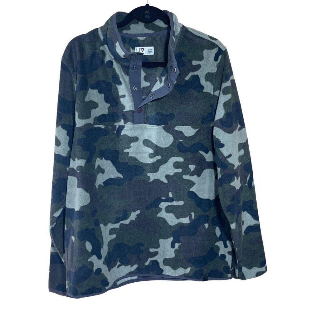 Liv Outdoors Men's Fleece Pullover Jacket Camo Green Black Size XL Extra Large
